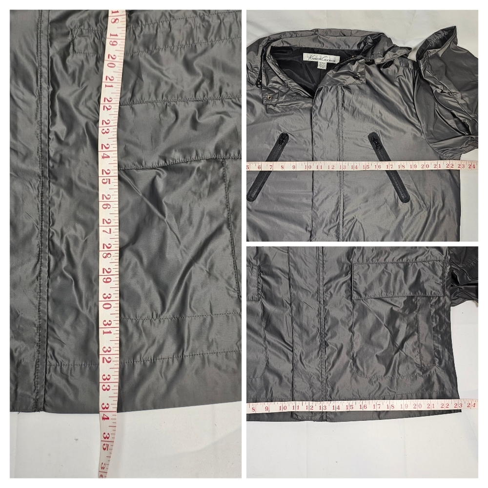 Kenneth Cole hooded lightweight long jacket in dark silver. Men's Sm. EUC - Picture 4 of 13